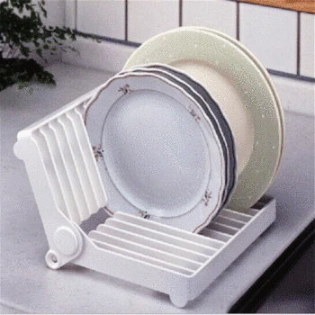 

Foldable Dish Plate Drying Rack Organizer Drainer Quality Kitchen Organizer Plastic Storage Holder White