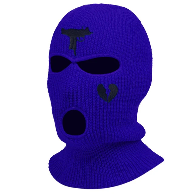 1Pc Embroidery Balaclava Face Mask Broken heart 3-Hole for Cold Weather Winter Ski Mask for Men and Women Thermal Cycling Mask beanie skully hat Skullies & Beanies