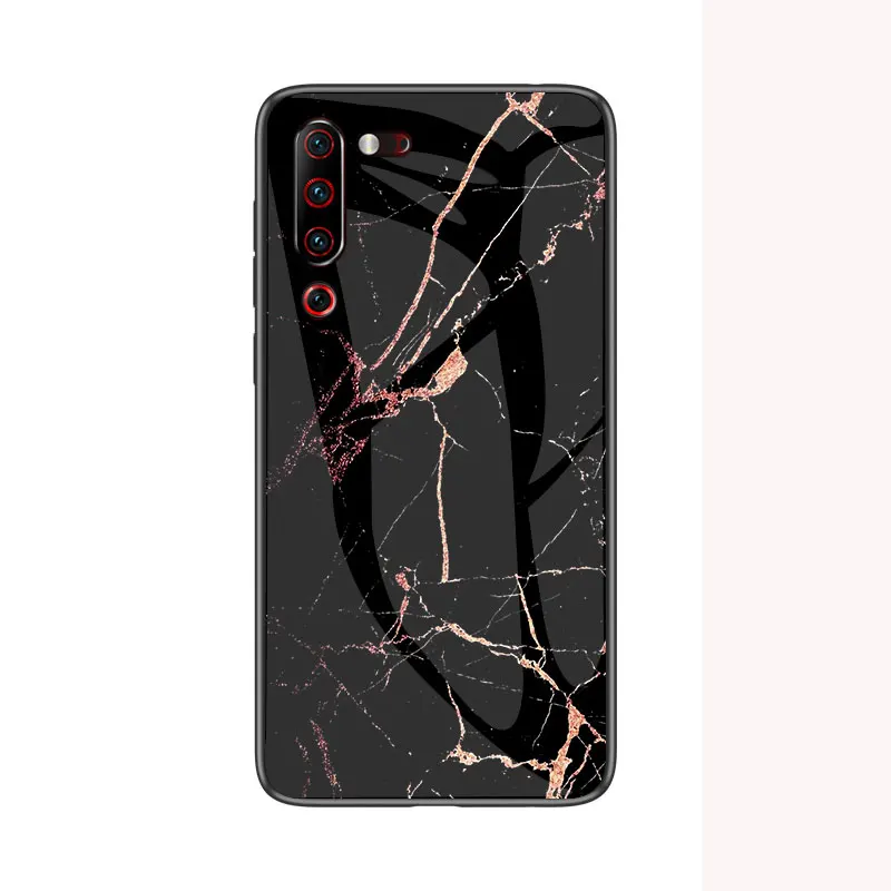 Для lenovo Z6 Pro Lite Z5S чехол с мраморным глянцевым закаленным стеклом Мягкий Силиконовый противоударный жесткий чехол для телефона для lenovo Z6Pro 5G чехол - Цвет: Golden Silk Black