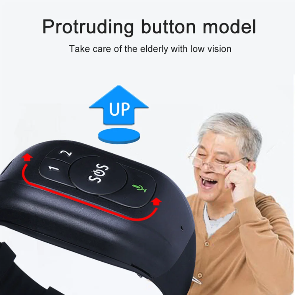 Vjoycar New Smart GPS Bracelet Elderly Falling Detection SOS 4G Watch Emergency Alram Two Way Calling GPS Tracker HR & BP Temp.