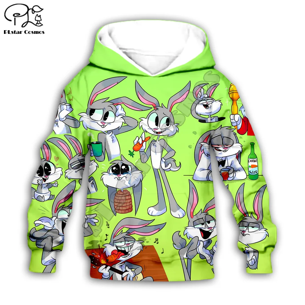 

Kids Funny baby Bugs Bunny print 3D hoodie Sweatshirt children autumn coat toddler Looney Tunes boy girl zipper tshirt Pant