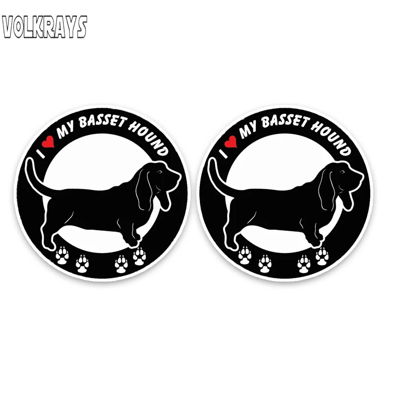 Volkrays 2 X креативные автомобильные стикеры I Love My bассет собака аксессуары