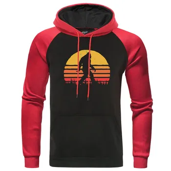 

2020 Casual Funny Hoodies Sweatshirt Retro Bigfoot Silhouette Sun Vintage - Believe! Raglan Hoodie Men Winter Autumn Warm Hoody