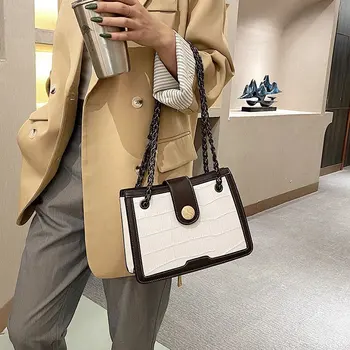 

2020 Autumn & Winter New Color Business Women Shoulder Bag Fashion Contrast Chain Bag Basic Easy Matching Shoulder Bag Mini