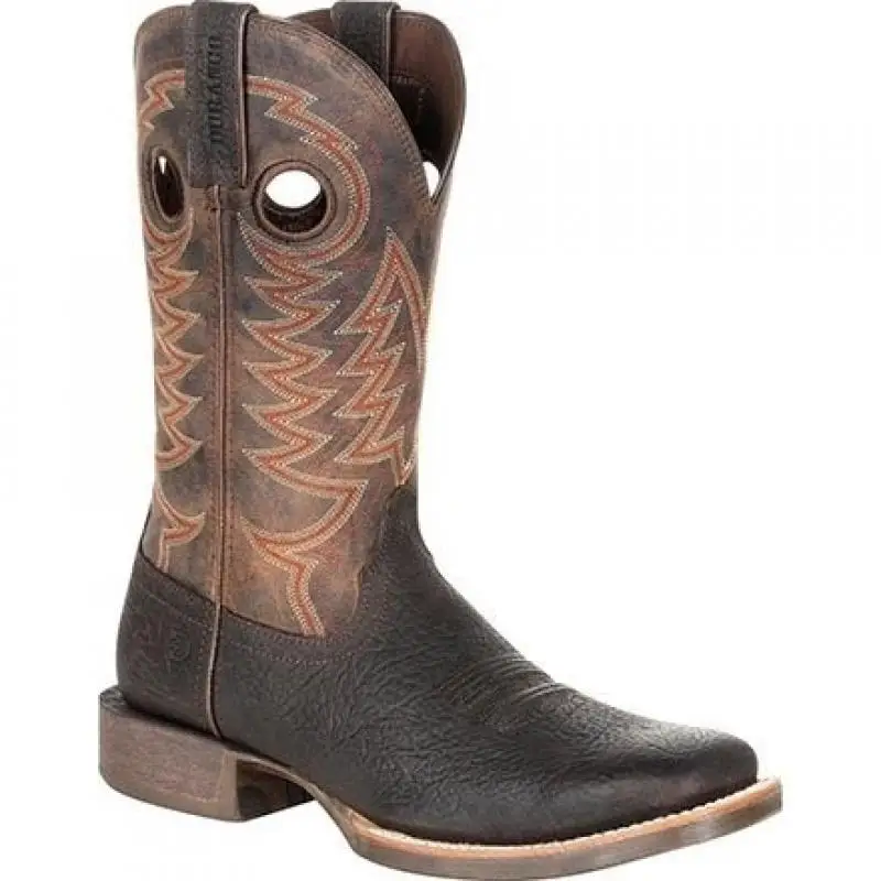 Мужские ковбойские ботинки с вышивкой черные винтажные в западном стиле теплая