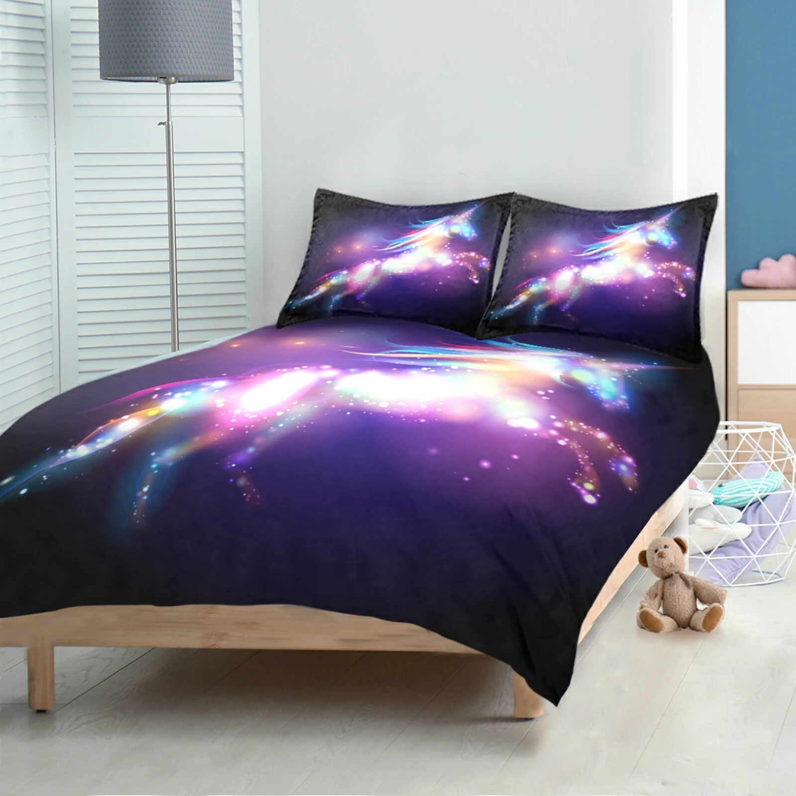 2022 New Unicorn Bedding Set For Boy Girls Bedroom Decor Twin Quilt Cover Set Single Bed Sheet Baby Kids Home Children linens 3D