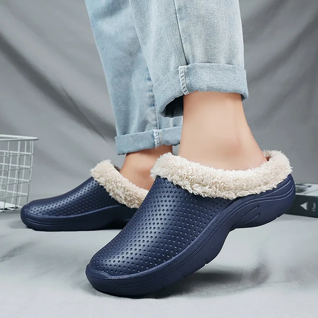 Zapatillas impermeables para hombre y mujer, zapatos cálidos de algodón  para el hogar, antideslizantes, informales, para dormitorio interior,  Invierno|Zapatillas| - AliExpress