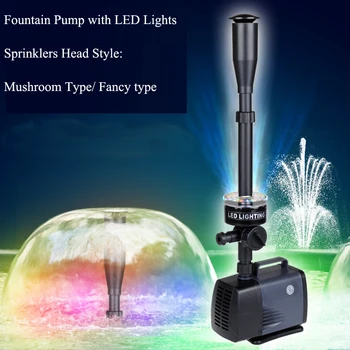 

85W Electric Water Fountain Pump LED Light for Tank Aquarium Garden Decromation 5M Lift Max