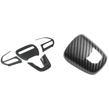 

1Pcs Gear Shift Knob Handle Sleeve Cover & 4Pcs Interior Steering Wheel Decorative Cover for Dodge Challenger 2015-2020