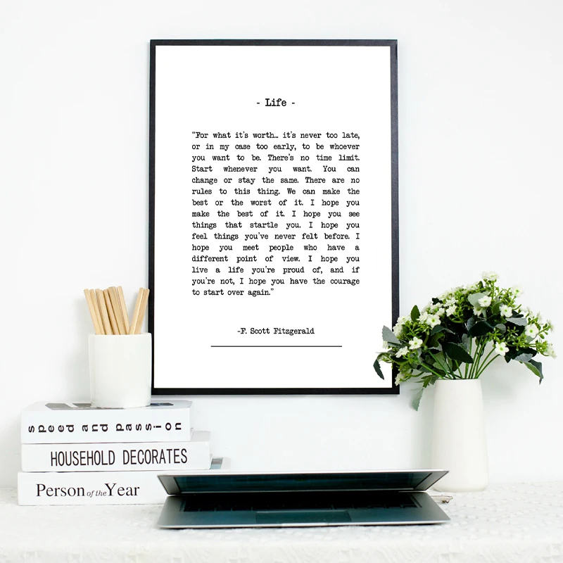 For What it's Worth Quote Print Scott Fitzgerald Poem Poster Modern Inspirational Wall Art Canvas Painting Picture Home Decor | Дом и сад