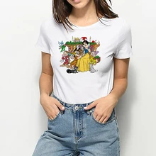 

Female T-shirt Disney Snow White and the Seven Dwarfs Christmas Printed T Shirt Women Winter Casual Harajuku Tshirt Girl Top Tee