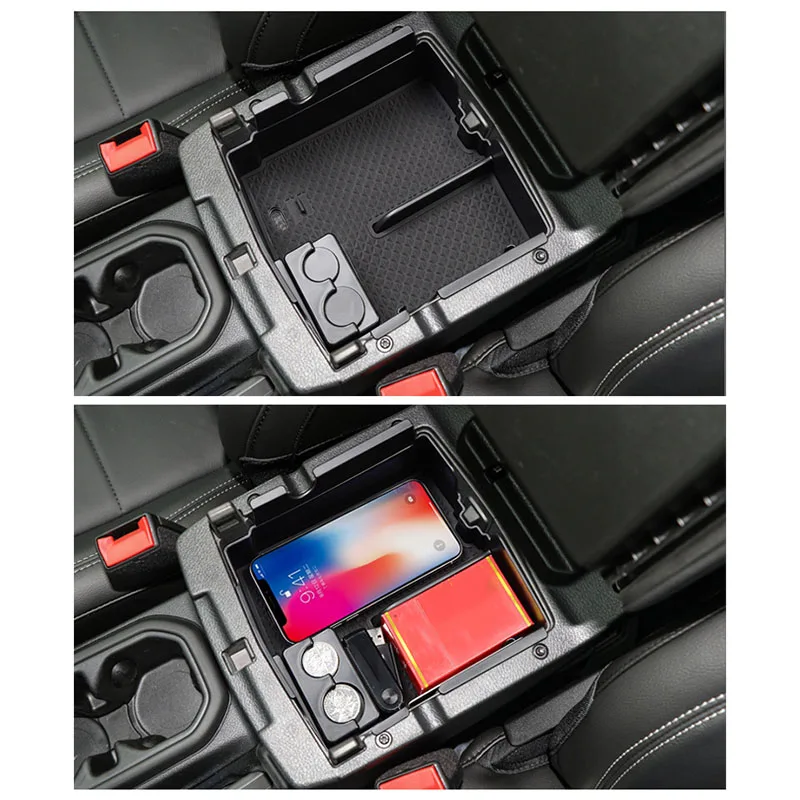 ABS Car Center Console Armrest Box Storage Box Phone Holder For JEEP Wrangler JL
