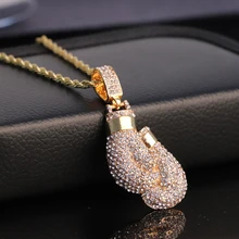 Ретро боксерские перчатки ожерелье с подвеской модная Длинная цепочка золотого и серебряного цвета хип-хоп ожерелье для мужчин и женщин лучшие подарки
