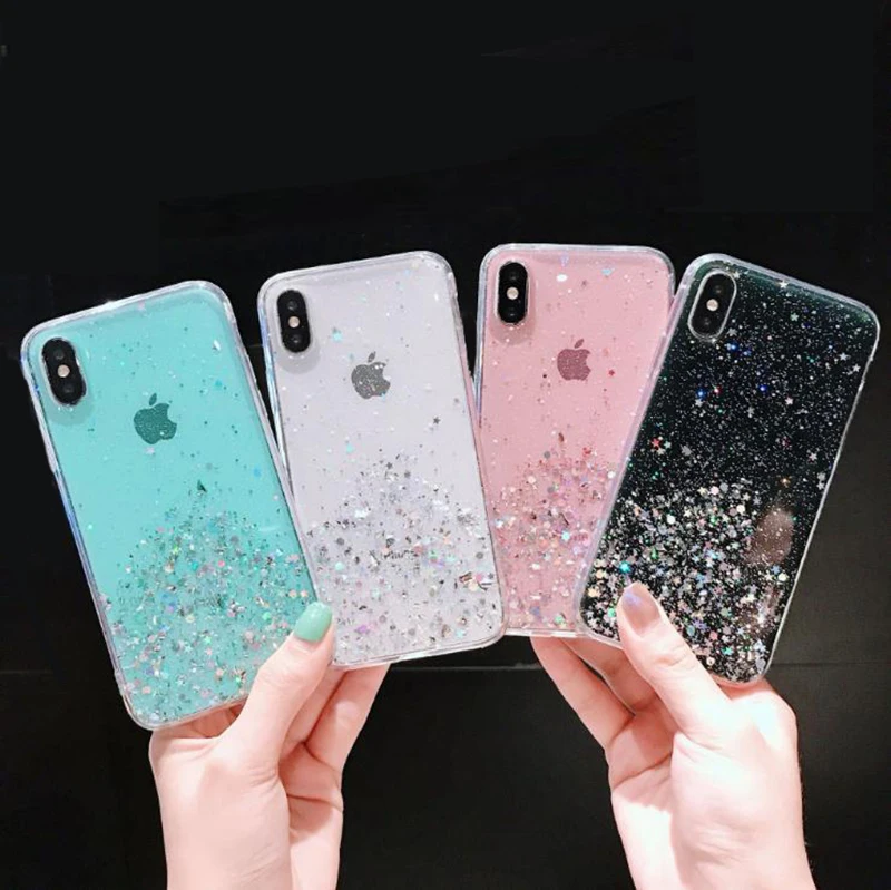 Прозрачные и блестящие чехлы для телефонов SAMSUNG S8 S9 S10 S20plus S20ultra A10 A20 A30 A50 A70