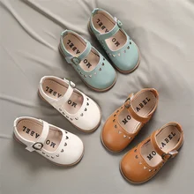 

Girl's princess shoes 2021 spring new Korean version little girl's Non Slip soft sole children's Velcro single shoes