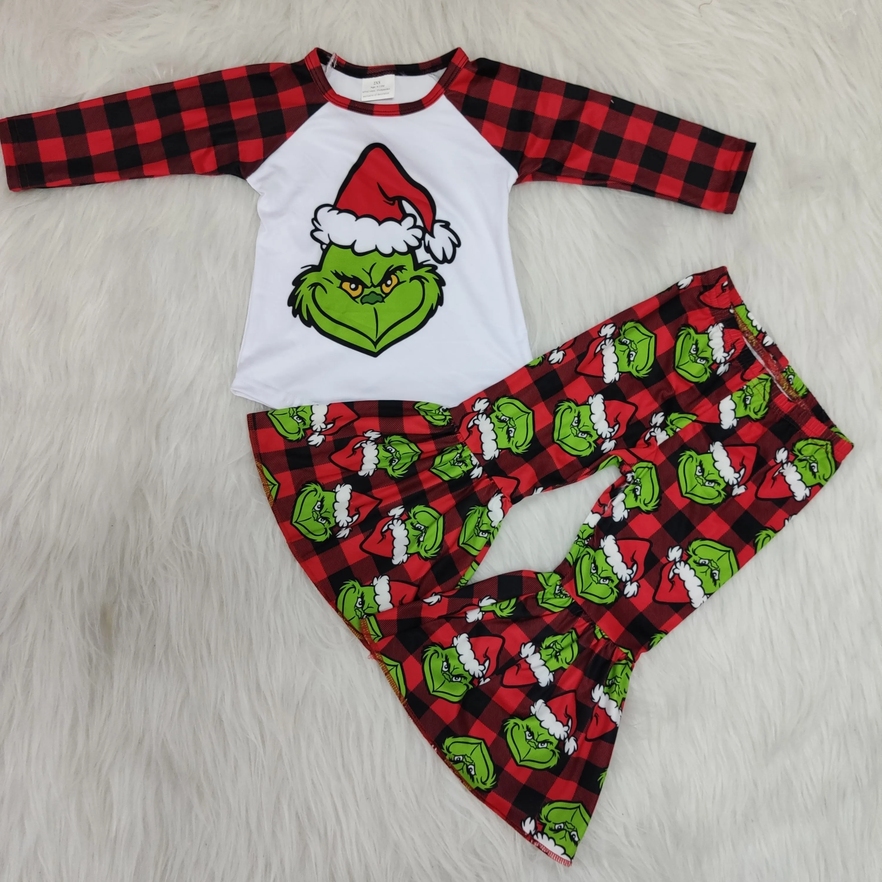

Free shipping hot sale fashion plaid Christmas outfits boutique clothing baby girl and boy clothes