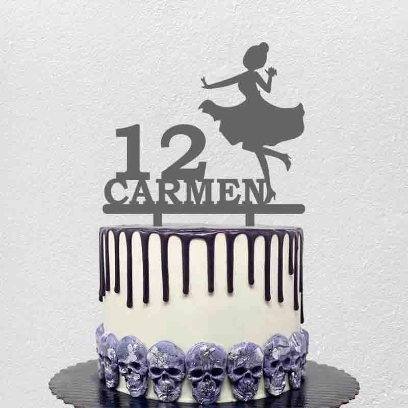 Decoration De Gateau D Anniversaire Personnalisee Pour Fille Silhouette Dansante Pour Fille Avec Nom Et Age Aliexpress