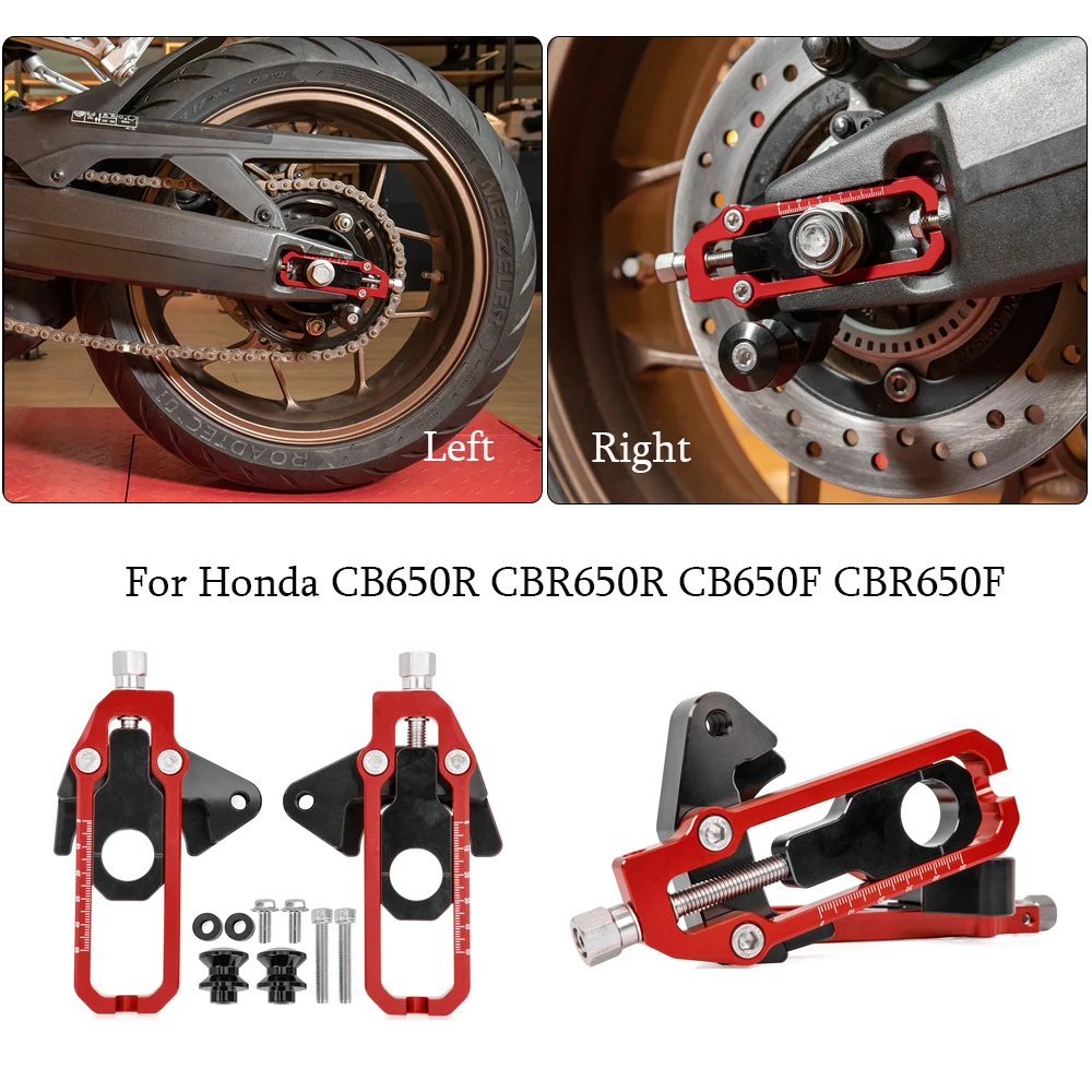 

Motorcycle Left& Right Chain Adjusters Tensioner Catena w/ Spool For Honda CBR650F CB650F 2014-2016 CB650R CBR650R 2019 2020