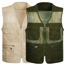 Летняя Сетка рабочая одежда жилет мужской жилет тонкий Рыбалка Папа хлопок среднего возраста фотография мульти-карманы жилет 61