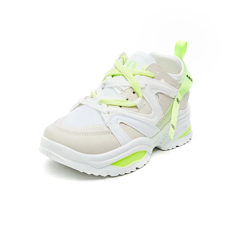 Новинка; женские кроссовки на платформе 6 см, визуально увеличивающие рост; кроссовки для студентов; дышащая уличная спортивная прогулочная обувь для девочек - Цвет: Green