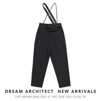 

SuperAen Black Casual Pants Women 2020 Autumn New Design Chain Running Bag Strap Capri Suit Pants Women