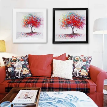 

New Colorful Tree Decorative Picture Canvas Poster Nordic Tree Wall Art Print Abstract Painting With Frame Modern Wedding Decor