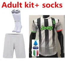Комплект для взрослых+ носки заплатка juvees для взрослых Футбольная Футболка домашняя Ronaldo DE LIGT RABIOT 19/20 Juve футбольная рубашка