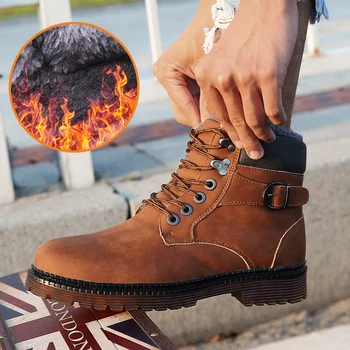 

2019 Men Boots Winter Plus Velvet Outoor Martin Boots Warm Comfort Personality High Casual Shoes Tenis Botas Hombre Plus Size 47