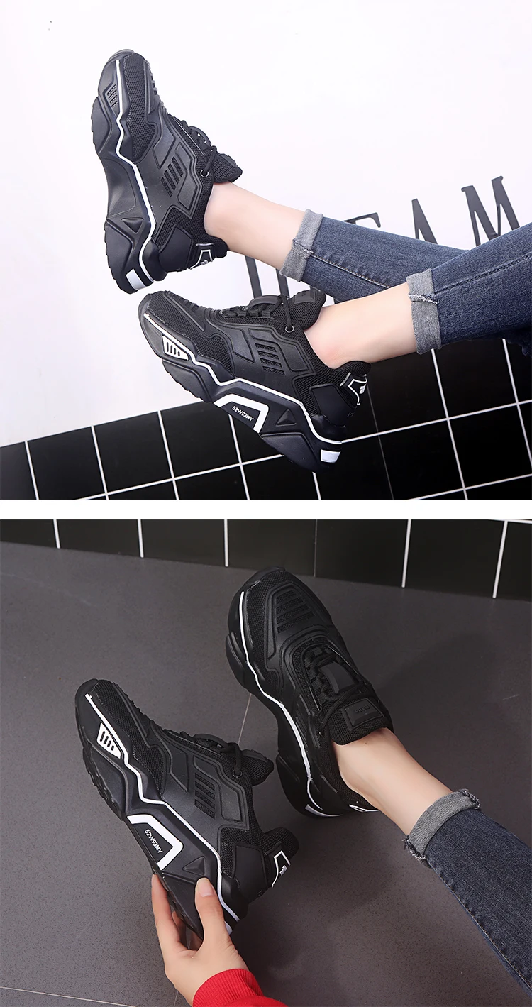 Red Black Yellow Chunky Sneakers Women Casual Shoes Fashion Platform Thick Sole Sneakers Women Vulcanize Shoes