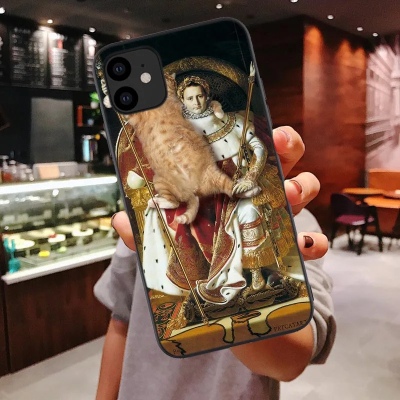 Забавный мягкий чехол Leonardo da Vinci Mona Lisa Pat Cat для iphone 11 Pro MAX для iphone X XR Xs Max 6 6S 7 8 Plus