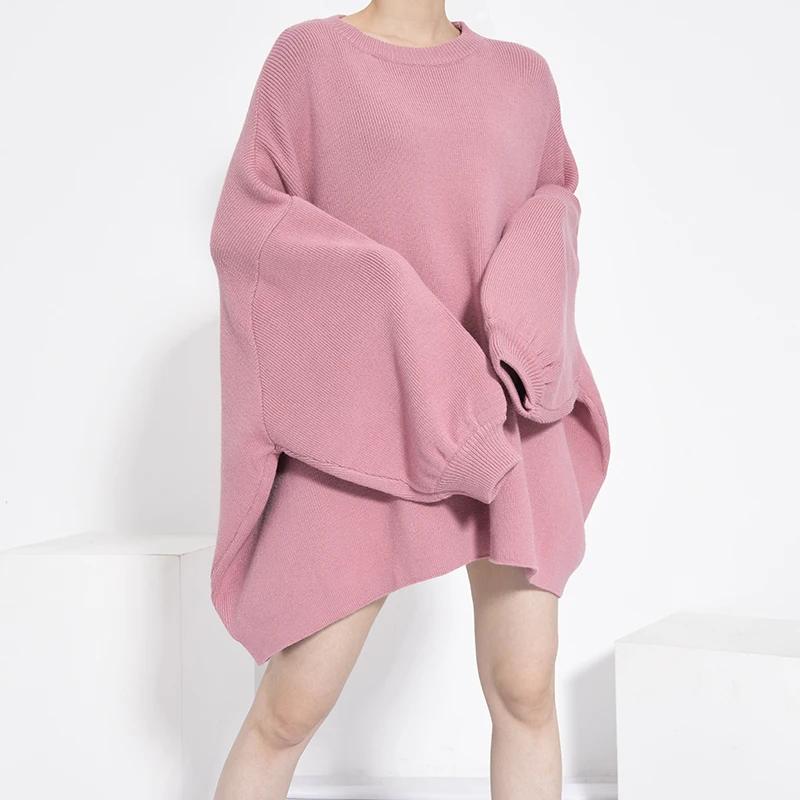 [EAM] Oversized Long Knitting Sweater Loose Fit