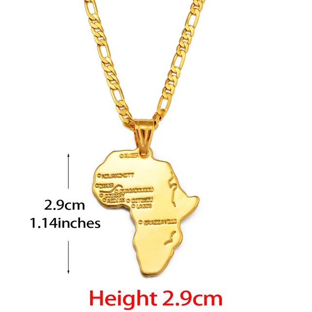 SWAOOS Gold Color Africa Elephant Necklace for Men/Women Fashion African Map Pendant & Chain Hiphop Animal Jewelry Party 