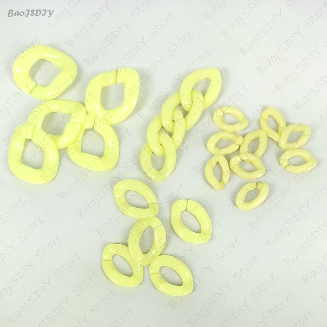 Wholesale 23mm*17mm Multi color Acrylic Twisted Chains Assembled Parts Beads Diy Jewelry Findings Accessories 60 pieces(JM6582) Lemon Yellow