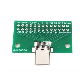 

5pcs TYPE-C female test board Double-sided insert pin header 24P female to 2.54USB3.1 data line adapter board