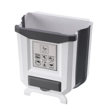 

8L Foldable Garbage Can Kitchen Garbage Can Car Folding Garbage Can Wall Trash Can For Bathroom Garbage Storage Bin