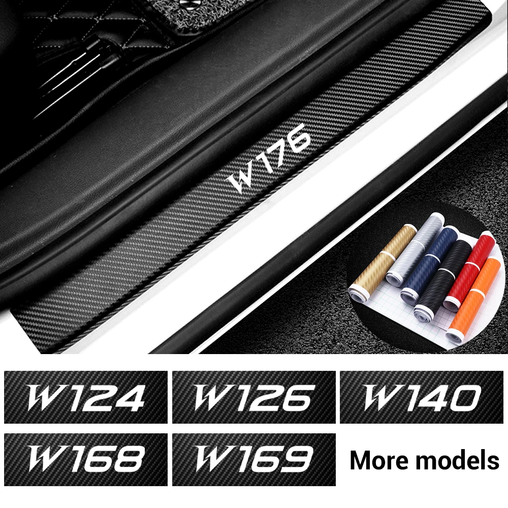 Наклейка на порог автомобиля 4 шт. для Mercedes-Benz AMG W108 W124 W126 W140 W168 W169 W176 W190 W201 W202 W204 W205
