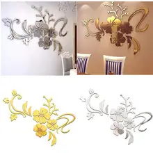 Напрямую от производителя 3D акриловое цветочное зеркало в виде лозы стикер гостиная диван ТВ стены-поколение жира