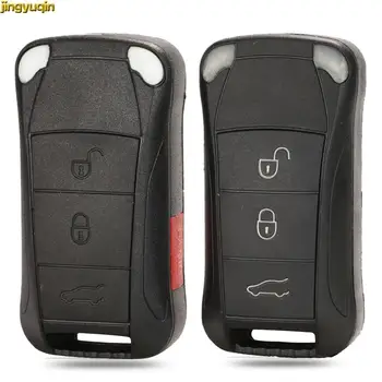 

jingyuqin Remote Flip Folding Car Key Shell For Porsche Cayenne GTS 3/4 Buttons Luxury Key Case Fob Replacement