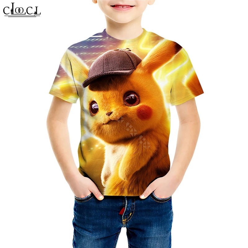 Pikachu Pokemon Boys Girls Kids Cartoon 3D Pringting Summer Short Leeve T-shirt