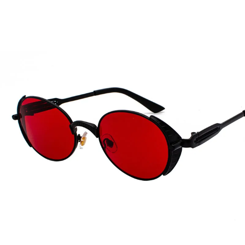 Круглые металлические солнцезащитные очки мужской женский стимпанк модные очки Брендовые дизайнерские Ретро Винтажные Солнцезащитные очки UV400 - Цвет линз: 06