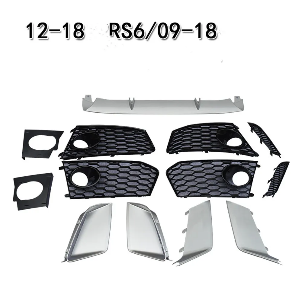 Car Exterior Accessories Car Front Bumper Lip Fog Lamp Wind Knife Cover Trim Assembly for Audi A6L A7 RS6 RS7 09-18