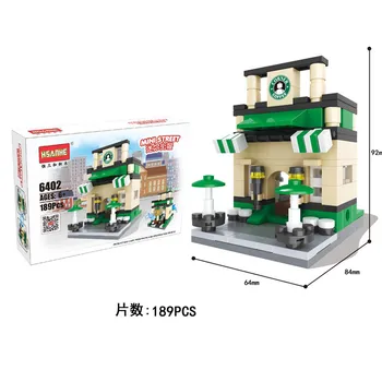 

City Mini Street Scene Retail Store Miniature Building Block Brick Educational Cafe Mcdonald Apple 3D Model Toys For