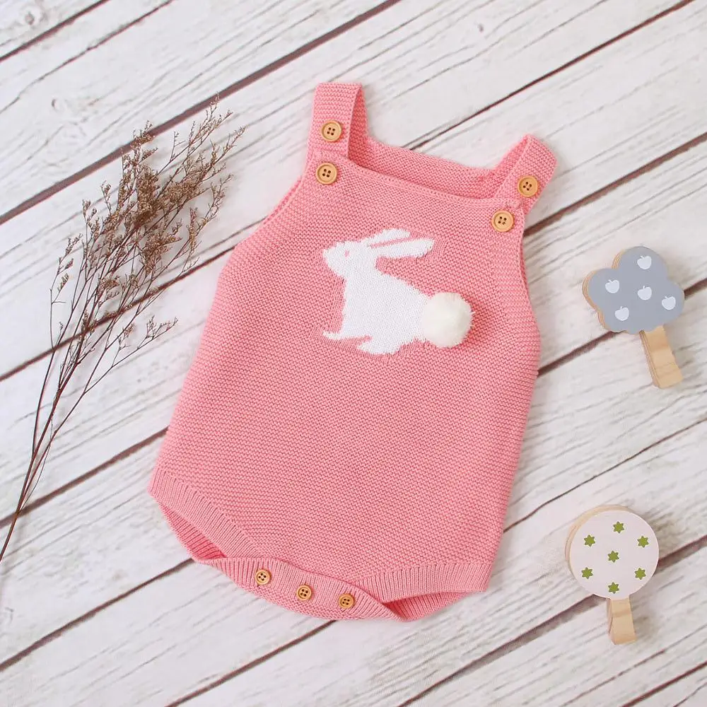 Newborn Baby Bodysuits Cute Rabbit Knitted Infant Bebes Boys Girls Body Tops 0-18M Toddler Kids Bebes Jumpsuits Outfits Clothes