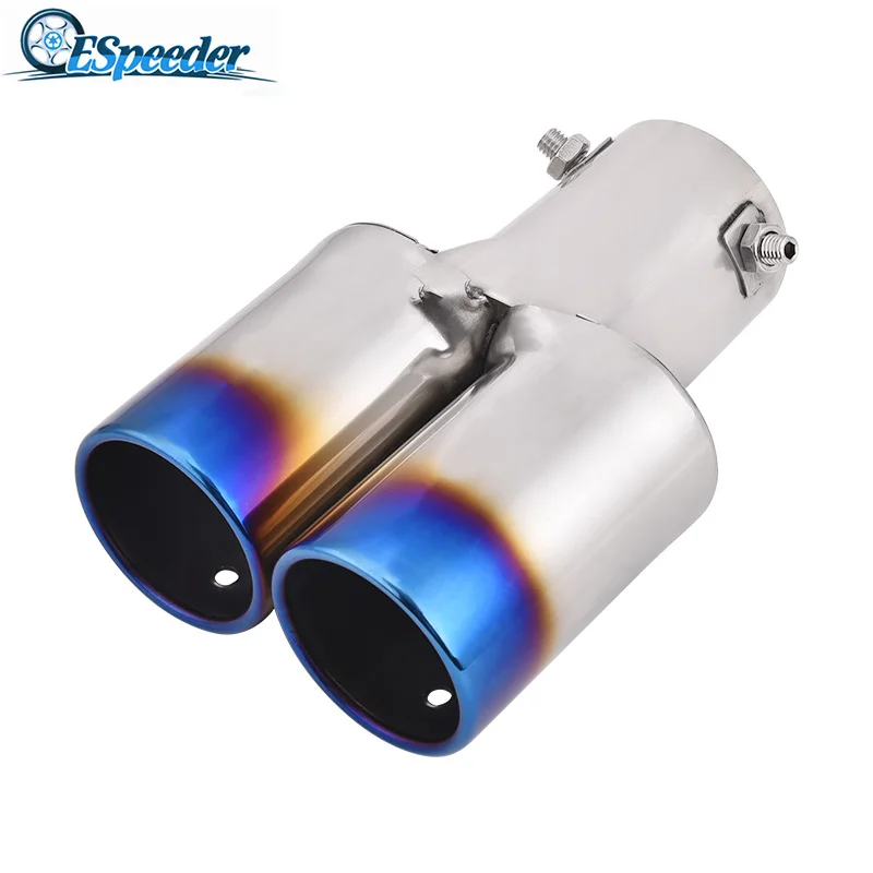 

ESPEEDER Car Exhaust Muffler Tip 1 To 2 Double Outlet Muffler For Audi A3 8p A4 B8 Car Rear Stainless Steel Tail Throat Liner
