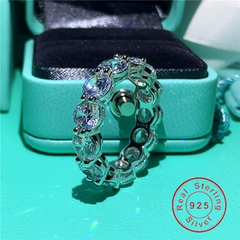 

brand promise Rings 925 sterling Silver 6mm AAAAA Zircon Engagement Wedding Band Rings For Women men Bride jewelry