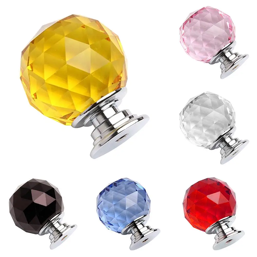 

40mm K9 Faux Crystal Ball Door Knob Multiple Color Drawer Furniture Pull Handle