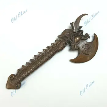 

Chinese Old Solid Copper Pure Handwork Dragon Collectible Antique A×e Statue