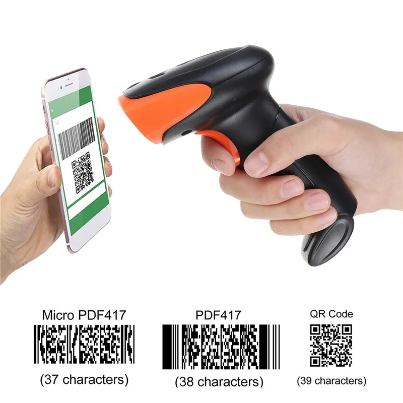 Портативный сканер штрих кодов 1D/2D 2 4G USB Беспроводной Ручной лазерный светильник