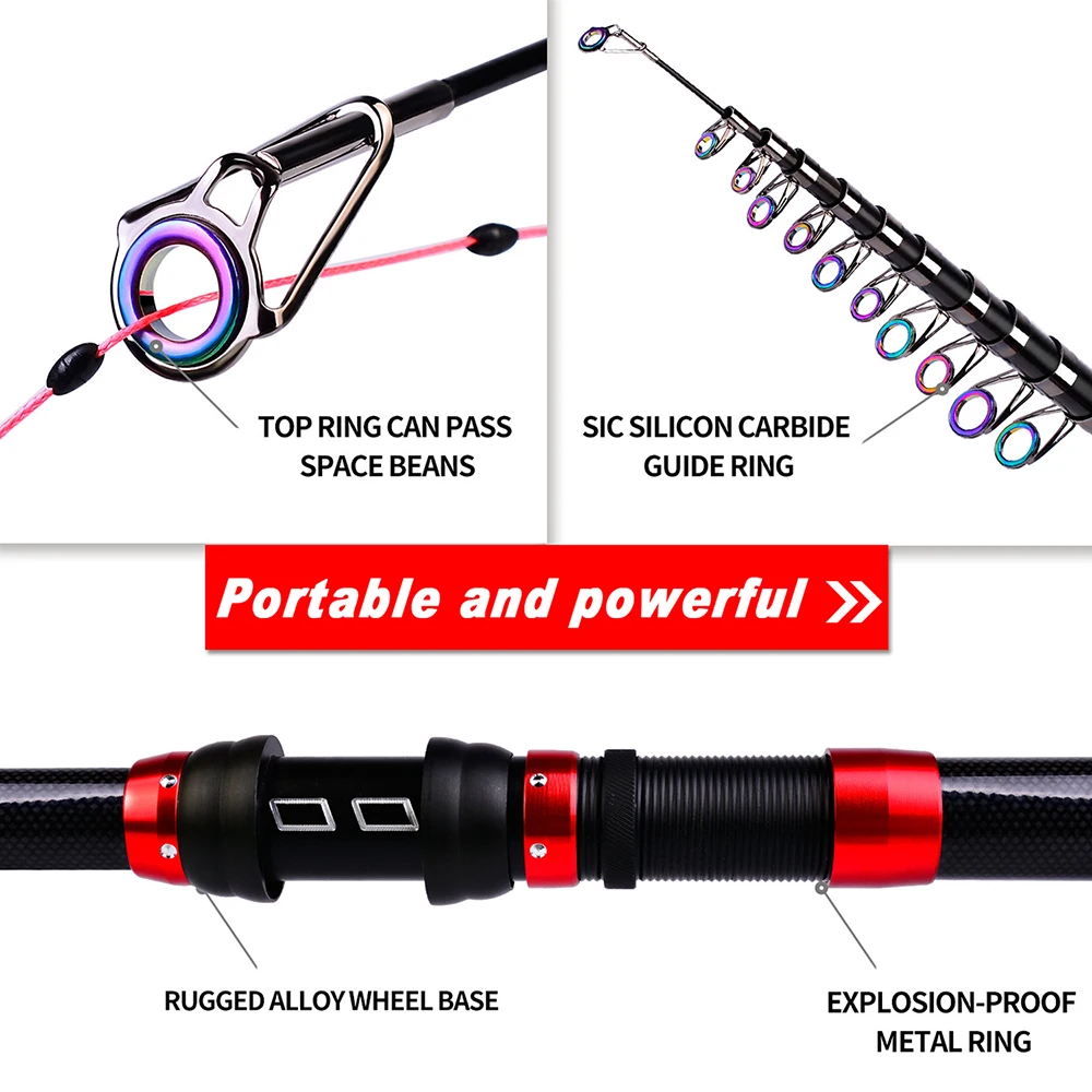 Sougayilang Telescopic Fishing Rod 1.8-3.6m Carbon Fiber 7-12 Sections  Fishing Rod for Freshwater Saltwater Fishing Pole Pesca