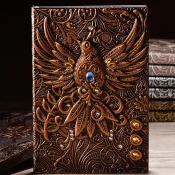 

A5 Elephant cover Notebook Vintage journal Retro Notepad Relief Effect Cute European Diary PU Leather office Stationery kawaii